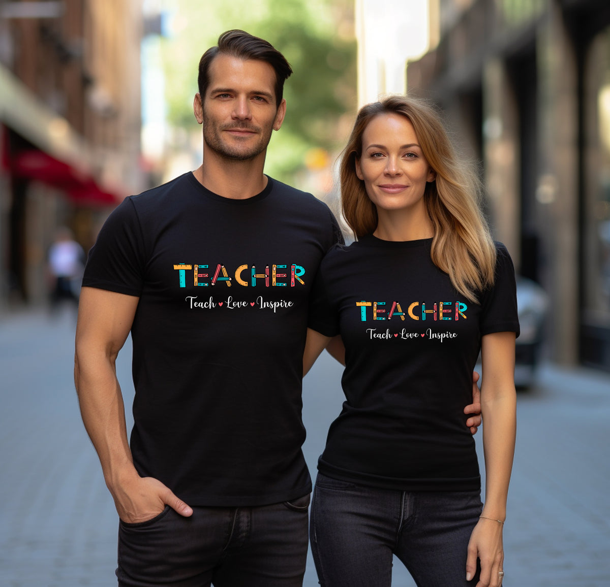 Teacher Teach Love Inspire T-Shirt, Unisex